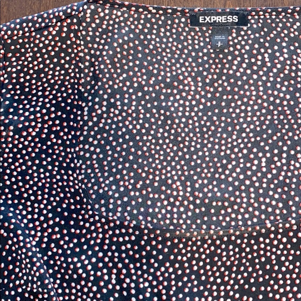 Express Dotted Square Neck Ruffle Wrap Dress (S) - image 4